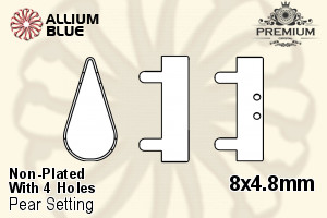 PREMIUM Pear Setting (PM4300/S), With Sew-on Holes, 8x4.8mm, Unplated Brass - Haga Click en la Imagen para Cerrar