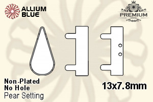 PREMIUM Pear 石座, (PM4300/S), 縫い穴なし, 13x7.8mm, メッキなし 真鍮 - ウインドウを閉じる