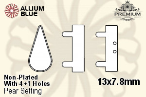 PREMIUM Pear 石座, (PM4300/S), 縫い穴付き, 13x7.8mm, メッキなし 真鍮