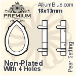 PREMIUM Pear Setting (PM4320/S), With Sew-on Holes, 14x10mm, Unplated Brass