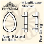 PREMIUM Pear Setting (PM4320/S), With Sew-on Holes, 14x10mm, Plated Brass