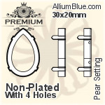 PREMIUM Pear 石座, (PM4327/S), 縫い穴付き, 40x27mm, メッキあり 真鍮