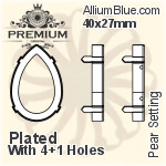 PREMIUM Pear 石座, (PM4327/S), 縫い穴付き, 30x20mm, メッキなし 真鍮
