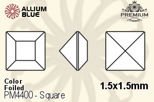 プレミアム Square ファンシーストーン (PM4400) 1.5x1.5mm - カラー 裏面フォイル
