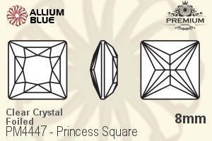 PREMIUM Princess Square Fancy Stone (PM4447) 8mm - Clear Crystal With Foiling - Haga Click en la Imagen para Cerrar