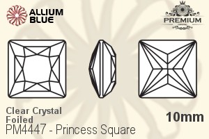 PREMIUM Princess Square Fancy Stone (PM4447) 10mm - Clear Crystal With Foiling - Click Image to Close