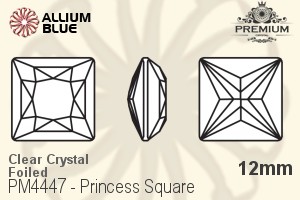 PREMIUM Princess Square Fancy Stone (PM4447) 12mm - Clear Crystal With Foiling