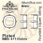 PREMIUM Cushion Cut 石座, (PM4470/S), 縫い穴付き, 18mm, メッキあり 真鍮