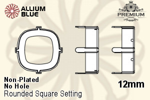 PREMIUM Cushion Cut Setting (PM4470/S), No Hole, 12mm, Unplated Brass - 关闭视窗 >> 可点击图片
