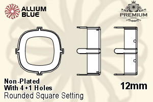 PREMIUM Cushion Cut Setting (PM4470/S), With Sew-on Holes, 12mm, Unplated Brass - Click Image to Close