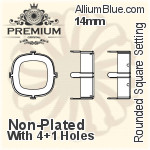 PREMIUM Cushion Cut 石座, (PM4470/S), 縫い穴なし, 12mm, メッキなし 真鍮