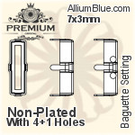 PREMIUM Baguette 石座, (PM4500/S), 縫い穴付き, 8x4mm, メッキなし 真鍮