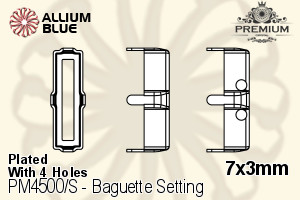 PREMIUM Baguette Setting (PM4500/S), With Sew-on Holes, 7x3mm, Plated Brass - Haga Click en la Imagen para Cerrar
