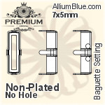 PREMIUM Baguette 石座, (PM4500/S), 縫い穴付き, 8x4mm, メッキあり 真鍮