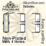 PREMIUM Baguette 石座, (PM4500/S), 縫い穴付き, 8x4mm, メッキあり 真鍮