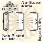 PREMIUM Baguette 石座, (PM4500/S), 縫い穴なし, 7x3mm, メッキなし 真鍮