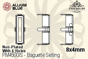 PREMIUM Baguette Setting (PM4500/S), With Sew-on Holes, 8x4mm, Unplated Brass - 關閉視窗 >> 可點擊圖片