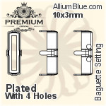 PREMIUM Baguette Setting (PM4500/S), With Sew-on Holes, 10x8mm, Unplated Brass