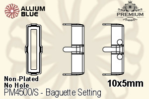 PREMIUM Baguette 石座, (PM4500/S), 縫い穴なし, 10x5mm, メッキなし 真鍮 - ウインドウを閉じる