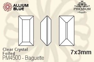 プレミアム Baguette ファンシーストーン (PM4500) 7x3mm - クリスタル 裏面フォイル