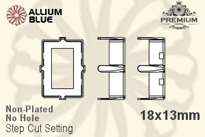 PREMIUM Step Cut Setting (PM4527/S), No Hole, 18x13mm, Unplated Brass - 關閉視窗 >> 可點擊圖片