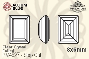 PREMIUM Step Cut Fancy Stone (PM4527) 8x6mm - Clear Crystal With Foiling