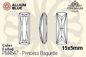 PREMIUM CRYSTAL Princess Baguette Fancy Stone 15x5mm Aqua F