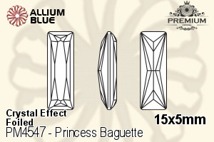 PREMIUM CRYSTAL Princess Baguette Fancy Stone 15x5mm Crystal Silver Night F