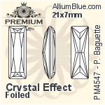 PREMIUM Princess Baguette Fancy Stone (PM4547) 21x7mm - Clear Crystal With Foiling