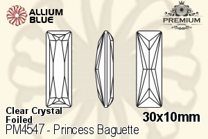 プレミアム Princess Baguette ファンシーストーン (PM4547) 30x10mm - クリスタル 裏面フォイル