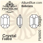 PREMIUM Octagon Fancy Stone (PM4600) 10x8mm - Crystal Effect With Foiling