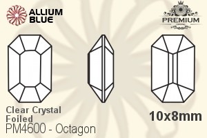 PREMIUM Octagon Fancy Stone (PM4600) 10x8mm - Clear Crystal With Foiling - Haga Click en la Imagen para Cerrar