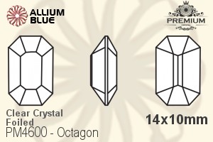 PREMIUM Octagon Fancy Stone (PM4600) 14x10mm - Clear Crystal With Foiling - 關閉視窗 >> 可點擊圖片