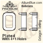 PREMIUM Octagon Setting (PM4610/S), No Hole, 8x6mm, Unplated Brass