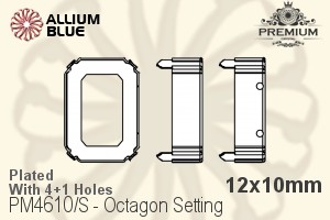 PREMIUM Octagon Setting (PM4610/S), With Sew-on Holes, 12x10mm, Plated Brass - Click Image to Close