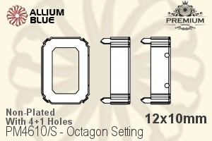 PREMIUM Octagon Setting (PM4610/S), With Sew-on Holes, 12x10mm, Unplated Brass - 關閉視窗 >> 可點擊圖片