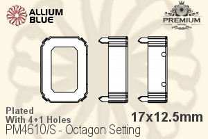 PREMIUM Octagon Setting (PM4610/S), With Sew-on Holes, 17x12.5mm, Plated Brass - Click Image to Close