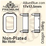 PREMIUM Octagon Setting (PM4610/S), No Hole, 14x10mm, Unplated Brass