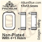 PREMIUM Octagon Setting (PM4610/S), No Hole, 20x15mm, Unplated Brass