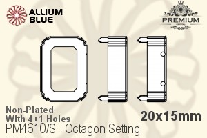 PREMIUM Octagon Setting (PM4610/S), With Sew-on Holes, 20x15mm, Unplated Brass - 關閉視窗 >> 可點擊圖片