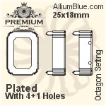 PREMIUM Octagon Setting (PM4610/S), With Sew-on Holes, 37x25.5mm, Plated Brass