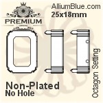 PREMIUM Octagon Setting (PM4610/S), With Sew-on Holes, 20x15mm, Unplated Brass