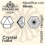 PREMIUM Kaleidoscope Hexagon Fancy Stone (PM4699) 6mm - Clear Crystal With Foiling