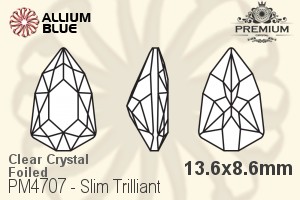 PREMIUM Slim Trilliant Fancy Stone (PM4707) 13.6x8.6mm - Clear Crystal With Foiling