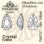 PREMIUM Slim Trilliant Fancy Stone (PM4707) 14x9mm - Crystal Effect With Foiling