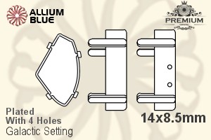 PREMIUM Galactic Setting (PM4757/S), With Sew-on Holes, 14x8.5mm, Plated Brass - Click Image to Close
