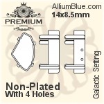 PREMIUM Galactic Setting (PM4757/S), With Sew-on Holes, 14x8.5mm, Plated Brass