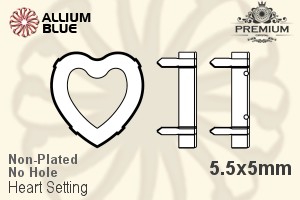 PREMIUM Heart Setting (PM4800/S), No Hole, 5.5x5mm, Unplated Brass - 關閉視窗 >> 可點擊圖片