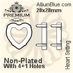 PREMIUM Heart Setting (PM4800/S), With Sew-on Holes, 12x12mm, Unplated Brass