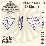 PREMIUM Sweet Heart Fancy Stone (PM4809) 9x8mm - Clear Crystal With Foiling
